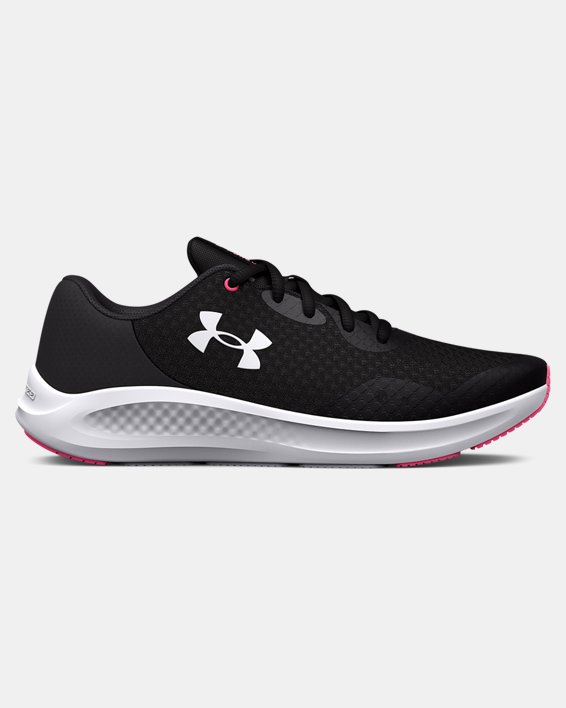 Girls' Grade School UA Charged Pursuit 3 Running Shoes in Black image number 0
